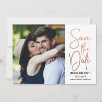 Chic Writing EDITABLE COLOR Save The Date RoseGold