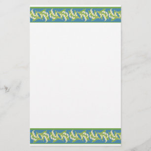 Chic Writing Paper: Lilies of the Valley, Blue Stationery