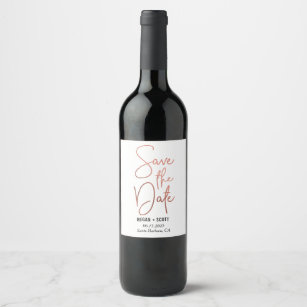 Chic Writing Save The Date Bottle Label