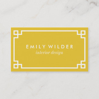 Chic Yellow and White Greek Key Business Card