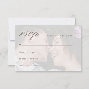 Chic Yellow Back with Front Photo Wedding RSVP Card