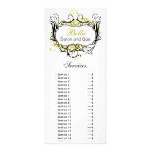 chic yellow, black and white Services rack card