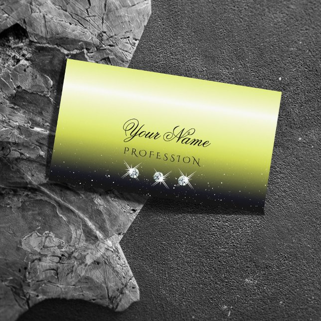 Chic Yellow Black Gradient Sparkle Jewels Stylish Business Card (Creator Uploaded)