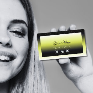 Chic Yellow Black Ombre Sparkle Diamonds Stylish Business Card