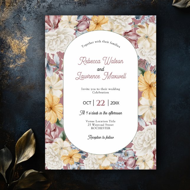 Chic yellow botanical garden wedding invitation (Creator Uploaded)