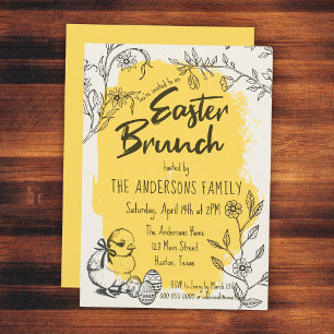 Chic Yellow Easter Brunch Invitation