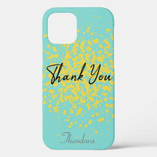 Chic Yellow Explosion Watercolor Dots on Abstract iPhone 12 Case