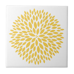 Chic Yellow Floral Ceramic Tile
