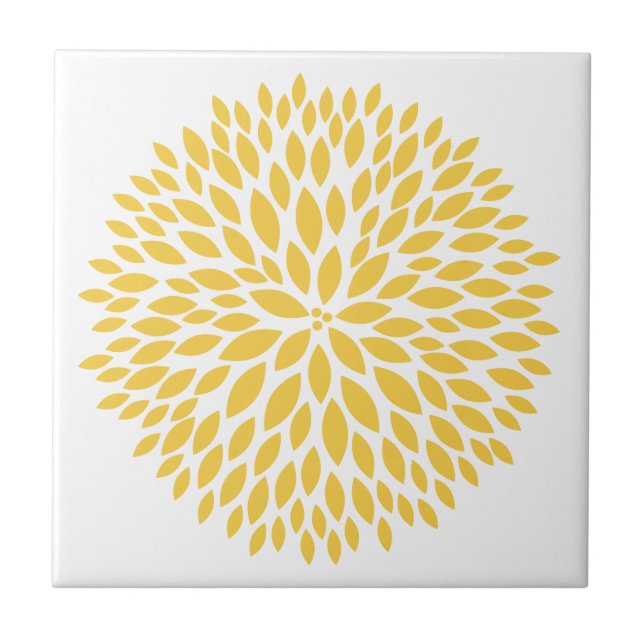 Chic Yellow Floral Ceramic Tile (Front)