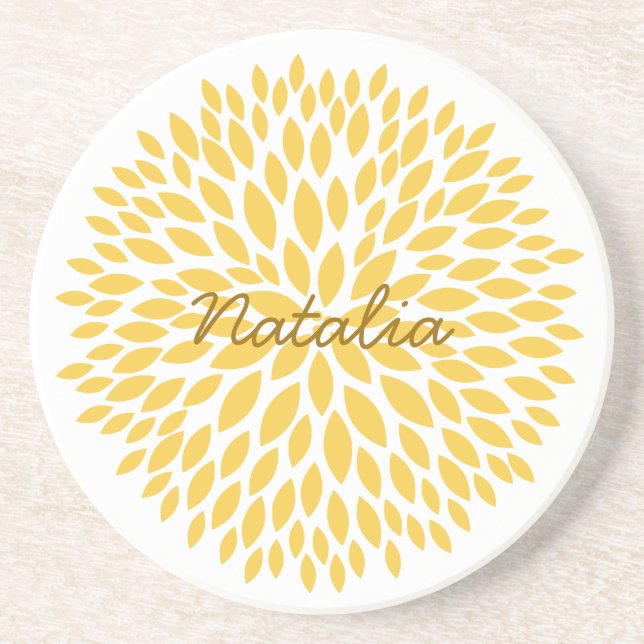 Chic Yellow Floral Coaster (Front)