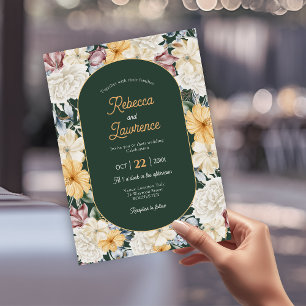 Chic yellow floral garden wedding invitation