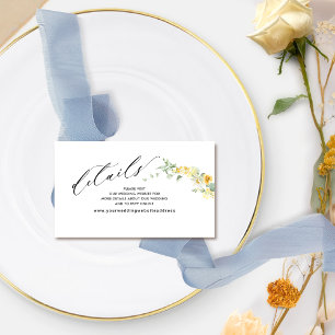 Chic Yellow Floral Wedding Website / Details Enclosure Card