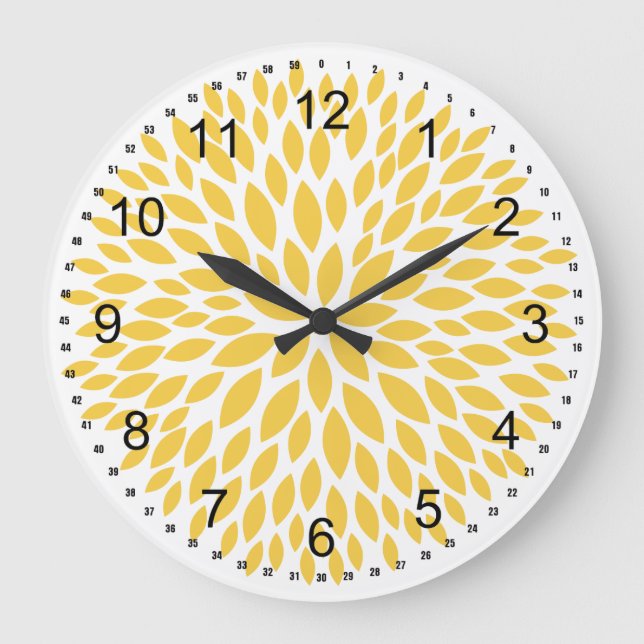 Chic Yellow Flowers Large Clock (Front)