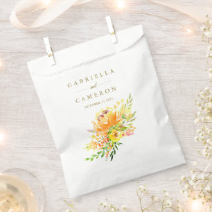 Chic Yellow Flowers Watercolor Wedding Custom Favour Bag