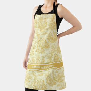 Chic Yellow French Country Toile de Jouy Apron