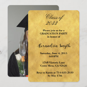 Chic Yellow Gold Graduation Your Photo Invitation