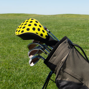 Chic Yellow Golf Head Cover with Black Dot Pattern
