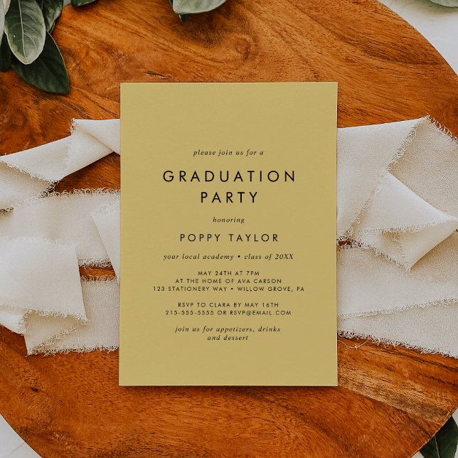 Chic Yellow Graduation Party Invitation (Creator Uploaded)