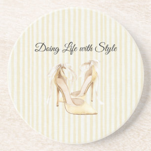 Chic Yellow High Heels Coaster