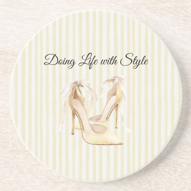 Chic Yellow High Heels Coaster (Front)