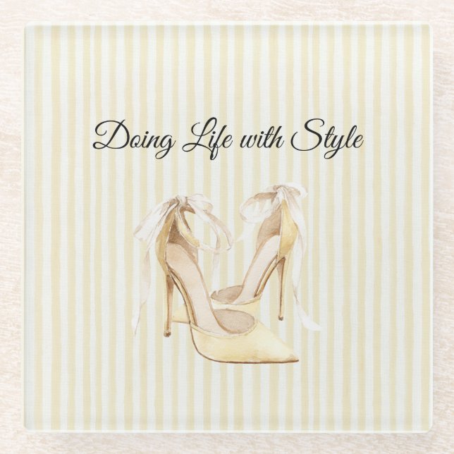 Chic Yellow High Heels Glass Coaster (Front)