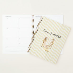 Chic Yellow High Heels Stripes Planner