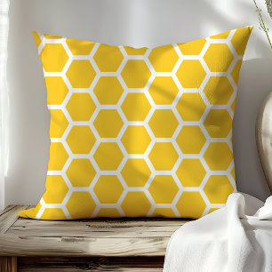 Chic Yellow Honeycomb Honey Bee Pattern Cushion