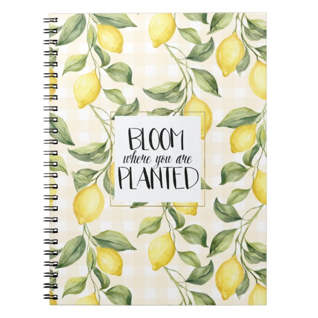Chic Yellow Lemons Bloom Notebook (Front)