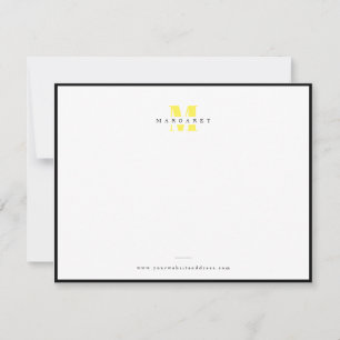 Chic Yellow Letter Simple Monogram Name Card