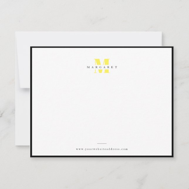 Chic Yellow Letter Simple Monogram Name Card (Front)