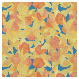 Chic Yellow Orange Daffodils Custom Floral Fabric