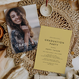 Chic Yellow Photo Graduation Party Invitation