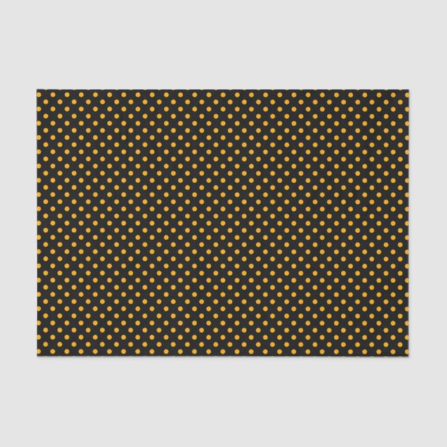 Chic Yellow Polka Dots On Black Tissue Paper (Front)