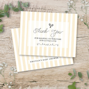 Chic Yellow Striped Tennis Preppy Thank You Cards