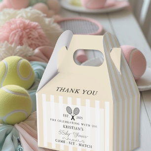 Chic Yellow Stripes Tennis Baby Shower Thank You Favour Box