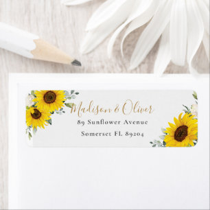 Chic Yellow Sunflower Floral Return Address  Label