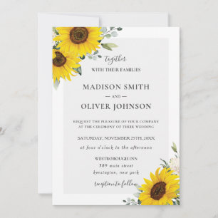 Chic Yellow Sunflower Floral Wedding   Invitation