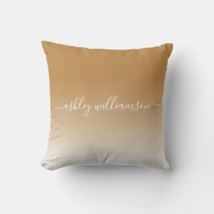 Chic Yellow White Ombre Effect Monogram Name Cushion