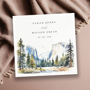 Chic Yosemite National Park CA Watercolor Wedding Napkin