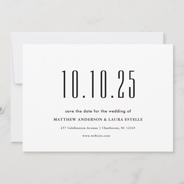 Chic Your Wedding Date Non-Photo Save The Date Invitation (Front)