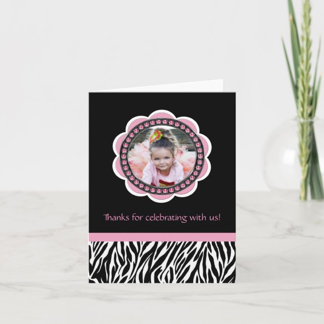 Chic Zebra Birthday Thank You Cards (Front)