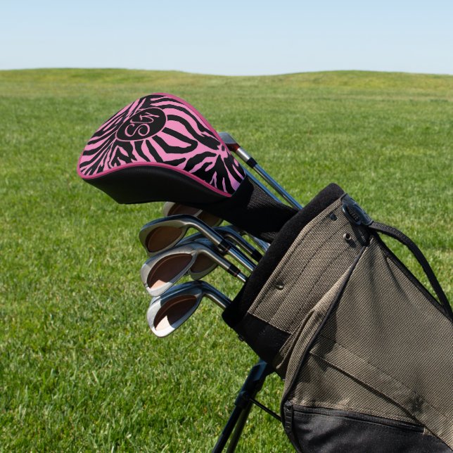 Chic Zebra Pink and Black  Golf Head Cover (In Situ)