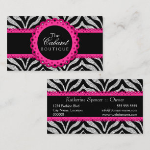 Chic Zebra Pink Lace Fashion Jewellery Boutique Business Card
