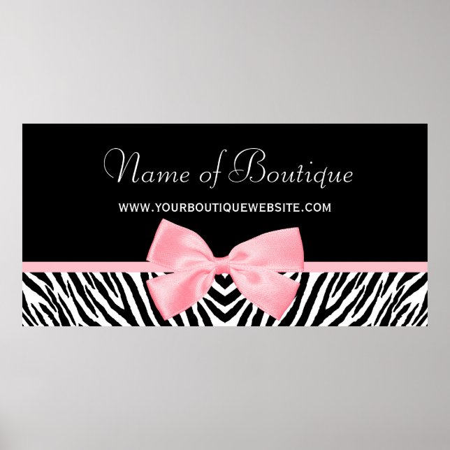 Chic Zebra Print 5 ft Banner Light Pink Ribbon (Front)