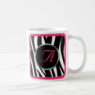 Chic Zebra Print Berry Pink Monogram mug