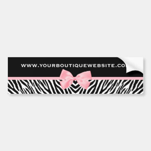 Chic Zebra Print Boutique Light True Pink Ribbon Bumper Sticker