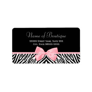 Chic Zebra Print Boutique Light True Pink Ribbon Label