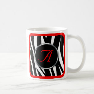 Chic Zebra Print Red Monogram mug