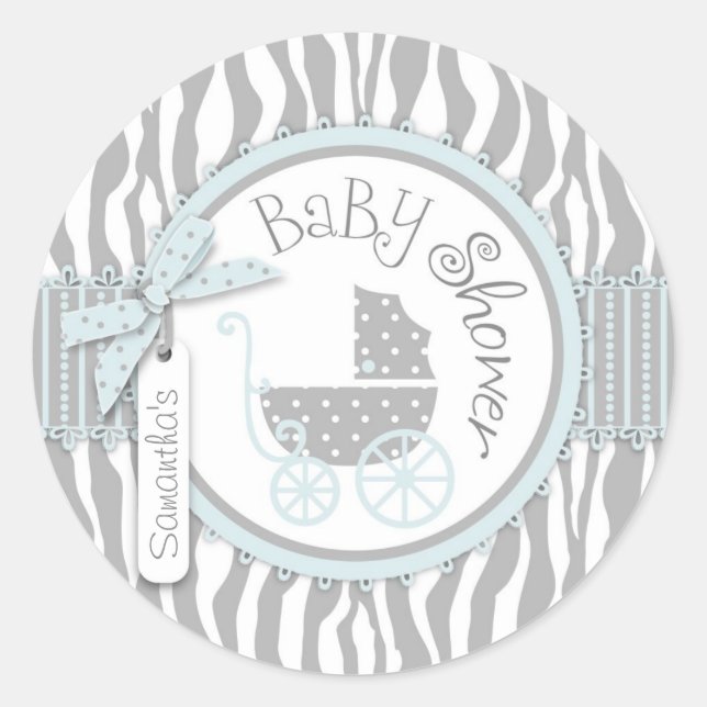 Chic Zebra Print Sticker R-BLGY-2 (Front)