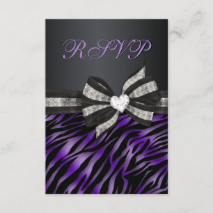 Chic Zebra RSVP With Jewelled Bow Card